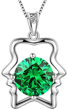 Aurora Tears Zwillinge Halskette 925 Sterling Silber 12 Sternzeichen Anhänger Konstellation kann Birthstone Halskette CZ Horoskop Schmuck für Frauen und Mädchen DP0134G