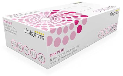 We Can Source It Ltd - Strong Pink Nitrile Disposable Gloves, 100 Textured Gloves Powder Free Disposable Gloves - Large