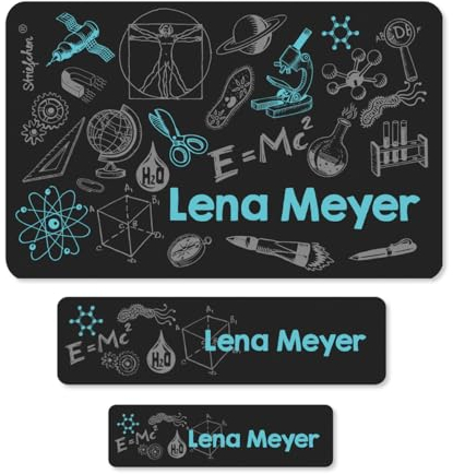 Striefchen® Schulaufkleber mit Namen - Wissenschaftler - in 3 verschieden Größen