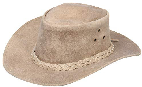 Infinity Leather Unisex Braun Kamel Leder Busch Safari Aussie Cowboyhute Stil Klassische Western Wildleder Outback Hut M