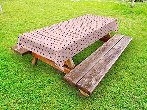 ABAKUHAUS Tukan Outdoor-Tischdecke, Weiche Minimal Tropical Birds, dekorative waschbare Picknick-Tischdecke, 145 x 305 cm, Rose Erde Gelb
