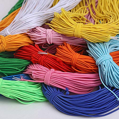MoonyLI 15mm Rond Élastique Stretch Cordon Corde Élastique Tressé Bande Élastique Cordon Élastique Boucle d'oreille Boucle Élastique Boucle d'oreille Corde 19 Couleurs 19 Yards