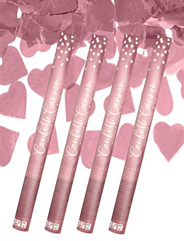 4x XXL (60 cm) Partykanone Partypopper Streamer ®Auto-schmuck (Herze rosegold)