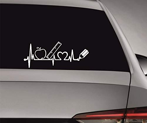 myrockshirt Herzschlag Heartbeat Schule Lineal Apfel Liebe Love ca.20cm Aufkleber Sticker Autoaufkleber Wandtattoo