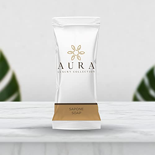Aura Luxury Collection ® 12 g weiße Handseife für die Reinigung von Händen. Verleiht der Haut ein gesundes Aussehen, macht sie weich und geschmeidig. Ideal für Hotels und B&B