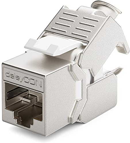 deleyCON 1x Module Jack CAT6a Keystone Câble de Brassage Câble Réseau Connecteur STP Blindage Prise Réseau RJ45 Panneau de Brassage Support Keystone Extension