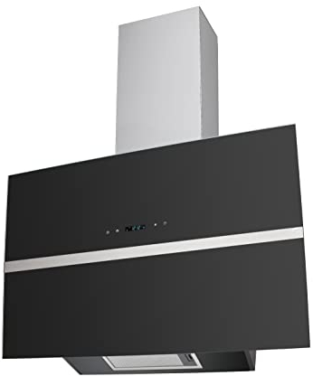 WOLKENSTEIN W S4-90A++BTZ Schräghaube | Dunstabzugshaube | Wandhaube | Abluft | Umluft | Schwarzes Glas | 90cm breit | Touch Control | Automatische Öffnung | 558 m³/h Luftstrom