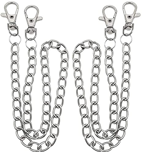 Gliederkette, 2 Stück Metallkette Gliederkette mit Karabinerhaken Zubehör für Hut Kostüm Dekoration für Männer Frauen Hip Hop Style Jeans Hose Kette Brieftasche Kette-Silber