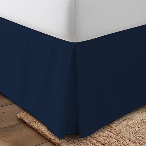 Utopia Bedding King Bed Skirt - Soft Quadruple Pleated Ruffle - Easy Fit with 16 Inch Tailored Drop - Hotel Quality, Shrinkage and Fade Resistant (King, Navy)