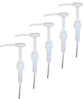 BEAUTIFUL BARNETS 38mm 5l Pump Dispenser for 5 Litre Container (5 Pack), Dispenses 30ml Dose White Ideal for Laundry Detergent, Shower Gel, Lotion, (Pump Type 38-410)