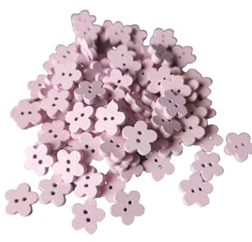 Generisch 50 kleine rosa Knöpfe - Blumen aus Holz 10 mm Blumenknöpfe