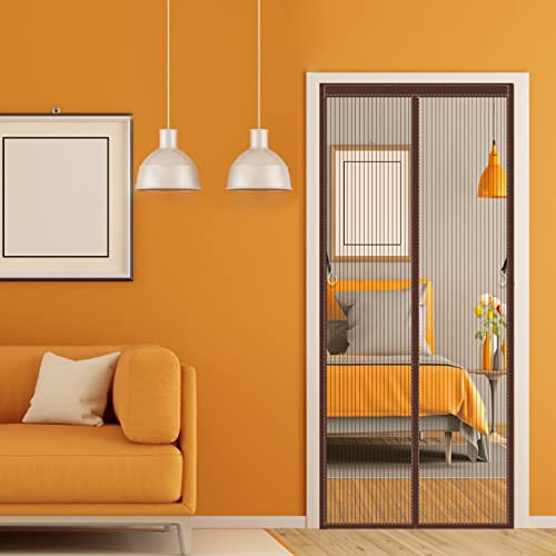 Moustiquaire sur Mesure de Porte 100x210cm Rideau de Porte Antimoustique avec Fermeture Aimantée Facile à Installer pour Couloirs Portes Patio,Gris A