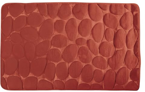 MSV - Tapis de Bain Galets - Revêtement Antidérapant en Latex - Compatible Chauffage au Sol - 50 x 80 cm - Terracotta - Confort et Sécurité pour Salle de Bain
