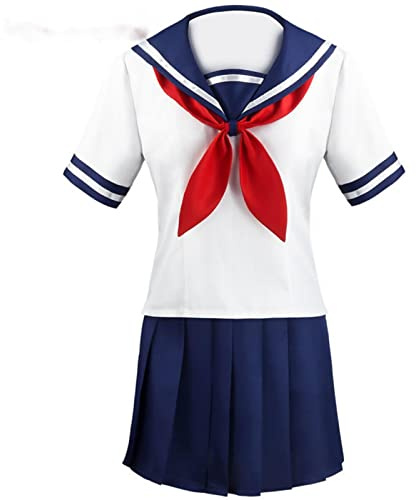 PUYYDS Anime Yandere Simulator Ayano Aishi Cosplay Kostüme Mädchen Schule JK Uniform Frauen Kleider Komplette Sätze Halloween Blauer Matrosenanzug