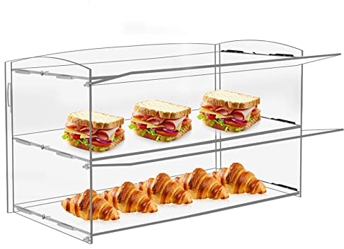YMJOINMX Acryl Vitrine 2 Schichten Bäckerei Gebäck Vitrine Arbeitsplatte Dessert Acryl Vitrine Donut Keksvitrine Kunststoffkoffer