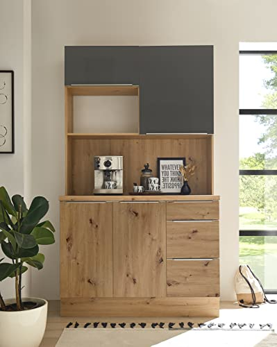 Respekta Marleen Küchenzeile, Holzwerkstoff, Grau, 120 cm