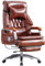 Chefsessel Ergonomisch 90°-155° Winkeleinstellung Computerstuhl, Büro Echtes Leder Bürostuhl, Drehbarer Sessellift, Tragfähigkeit 200kg/440.9lbs (Color : Reddish-Brown, S : 114-120 * 52cm)