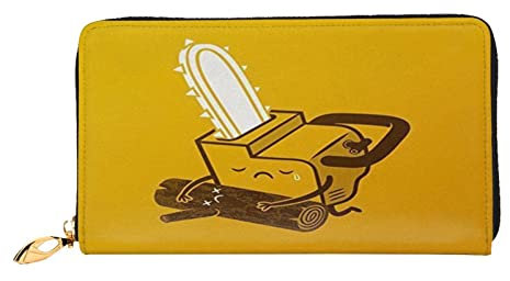 ASEELO Leather Wallet Cute Crying Chainsaw Zip Leather Wallet Clutch Bag Travel Card Holder Purse Gift for Women