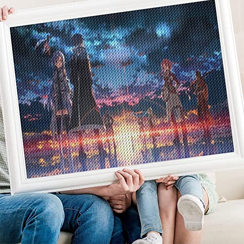 PAWCA 5D DIY Diamond Painting,Anime Sword Art Online,Handgefertigtes Stickerei-Set Kreuzstich-Set Strass Heimdekoration Wandräume Wohnzimmer Schlafzimmer Arbeitszimmer(round drill)-50x50cm