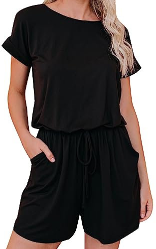 Completo Donna Estiva Morbida Spalline Tinta Unita Senza Maniche Traspirante Gamba Dritta Taglie Grandi con Tasche Laterale Bretelle Jogging Overall Estive 2024 Jumpsuit Donna Elegante Curvy