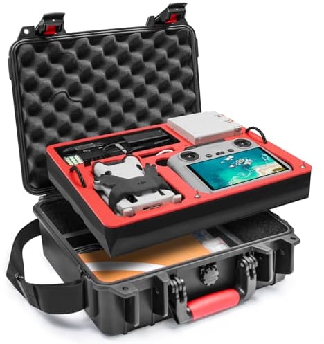 SYMIK P330-MMDL Mini 4 Pro Dual Layer Waterproof Hard Carrying Case for DJI Mini 4 Pro/Fly More Combo, Fits DJI RC2 /RC-N2 Remote, Tablet Holder, Landing Pad, Accessories