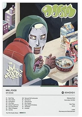 MF Doom Poster Mm..food Album Cover Poster 2 Leinwand Poster Schlafzimmer Dekor Sport Landschaft Büro Zimmer Dekor Geschenk 30 x 45 cm