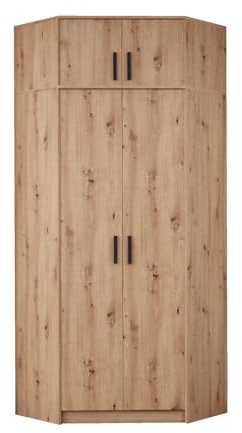 Design Möbel Eckkleiderschrank Gustavo Eckschrank mit Schrankerweiterung 40 cm Kleiderschrank Holz Kleiderschrank Schlafzimmer Kleiderschrank Kinderzimmer Artisan Eiche 91x195 x 91 cm