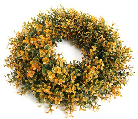 Yinghesheng Weihnachten Kranz 31CM Weihnachtskranz Künstliches Geldblatt Wreath Weihnachtsdeko Haustür Weihnachten Kranz Türkranz Winterkranz Dekokranz für Home Office Weihnachten Dekor,Orange