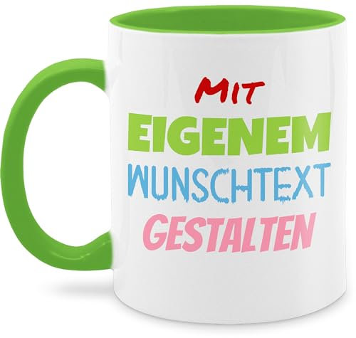 Tasse Tassen 325ml - Aufdruck selbst gestalten - Wunschtext I Mit eigenem Text personalisiert I Custom Text - 325 ml - Hellgrün - arbeitstassen paartassen personalisierte beschriften