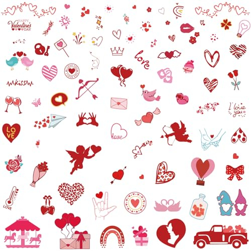craspire 8 Blatt Herz-Wandaufkleber, Valentinstag-Aufkleber, Jahrestag, Fensteraufkleber, Rosa PVC, Wasserdicht, Selbstklebende Wandaufkleber, Abnehmbar, Für Fensterdekoration, Treppenhaus