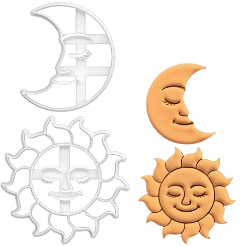 BAKERLOGY Sat von 2 Himmlische Ausstechformen (Formen: Mond und Sonne)