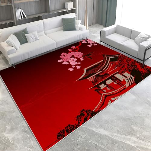 Generic Teppich Waschbar in Waschmaschine Japanisches Sakura-Loft Teppich Wohnzimmer Wohnkultur Flanell Rug Couchtisch Schlafzimmer Nachttisch Matte Großer Teppich 180 x 240cm