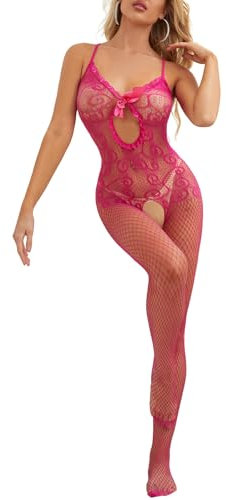 Niwicee Lingerie Donna Sexy Body Babydoll Intimo Donna Seducente Pizzo Biancheria Intima Confortevole Sleepwear Sexydonna Camicia da Notte Sexy (Rosa)