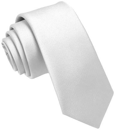 JEMYGINS Krawatte schmale Krawatten für Herren seide Hochzeit Schlips Weiß