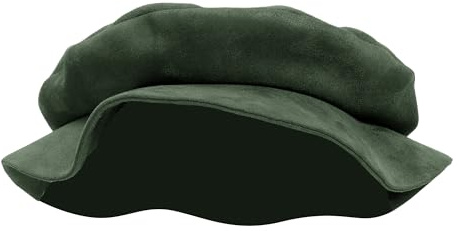 FURPHI Medieval Tudor Flat Cap Faux Suede Beret Hat Renaissance Festival Costume Accessories for Men Women