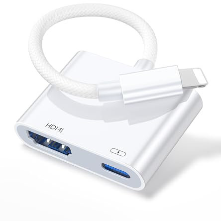 [Apple MFi Certified] Lightning to HDMI Digital AV Adapter,1080P Sync Screen Digital Audio AV HDMI Adapter Converter Charging Port for iPhone, iPad, iPod on HD TV/Projector/Monitor, Support All iOS