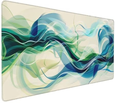 Tapis de Souris 80x40 cm Grand Tapis Souris XXL, Vert abstrait Tapis de Souris Bureau Gamer, à Bords Cousus, Base en Caoutchouc Antidérapante, Sous Main pour Clavier et Souris, Decoration Maison E-659