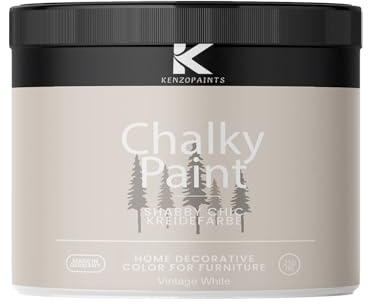 Contura KenzoPaints Kreidefarbe Möbel Farbe 250ml. Trend Farbtöne 2025 Möbellack Holz- Lack Shabby Chic Matt (Vintage White, 250ml.)