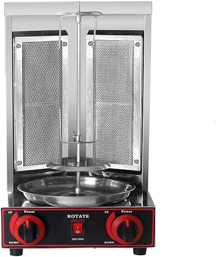 Shawarma Gyro BBQ Macchina per Carne Kebab Verticale Doner Carne Grill A Infrarossi in Acciaio Inox 2 Fuochi Rotisserie Broiler Cottura