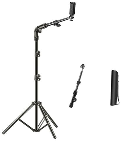 LYEAA Horizontal Overhead Tripod for Cell Phones Adjustable Video Recording and Live Streaming
