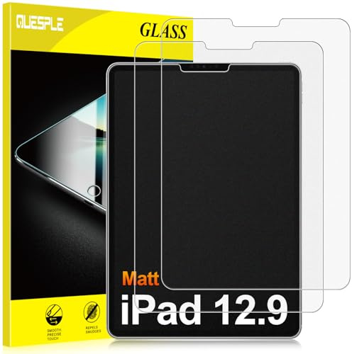 QUESPLE [2 Stück] Matt Panzerglas für iPad Pro 12,9 Zoll Modell 2022/2021/2020/2018 (6./5./4./3.Gen) Schutzfolie, Blendschutz Matte Gehärtetem Glas Displayschutzfolie