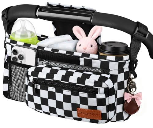Universal Kinderwagen-Organizer Tasche: Getränkehalter für Kinderwagen | Becherhalter Buggy Kinderwagentasche, Baby-Zubehör, Großer Kapazität Zum Tragen Trinkflasche/Feuchttüchern/Windeln/Handy