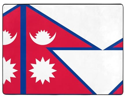WZYWHJ Teppiche, Wohnzimmer-Fußmatten, Läufer, rutschfest, Kinderzimmermatte, Spielteppich, 160 x 121,9 cm, Flagge von Nepal