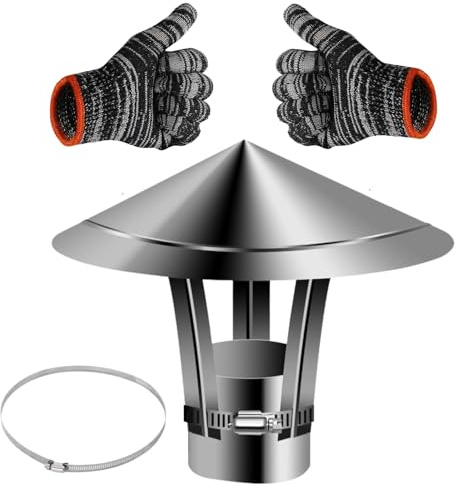 Tapa de Tubo de Chimenea de Techo de Acero Inoxidable 304, 50-300mm Capó de La Chimenea, Sombrero Puerto Escape, Resistente a la Intemperie, Tapas Extractor Humos Chimenea(230mm/9.06in)