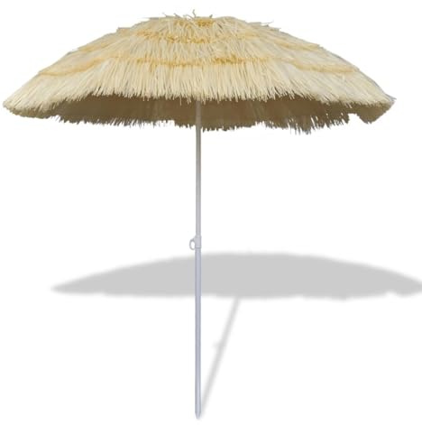 Holamys Hawaii Style Tilting Beach Umbrella, 180 cm Diameter, All-Weather Parasol for Garden, Patio, Beach, Pool, with UV Protection and Steel Frame