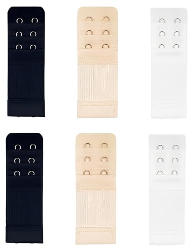 MUNZE Allunga Reggiseno, 6 Pezzi In Nero, Pelle Chiara E Bianco, Con 2 Ganci, Elastico Confortevole Taglia Standard
