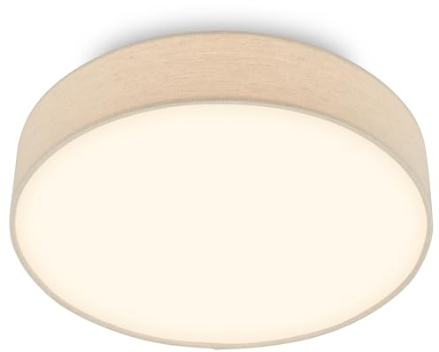 BRILONER - LED Deckenlampe mit Stoffschirm, Warmweißes Licht, LED Lampe, Deckenleuchte, Wohnzimmerlampe, Deckenlampe Schlafzimmer, Küchenlampe, Schlafzimmerlampe, 38 x 10,5 cm, Beige