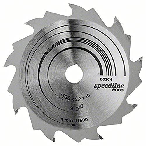 Bosch 2608640774 - Lama per Sega Circolare Speedline Wood, Diametro esterno 130 mm, Foro 16 mm, 130 x 2/1.4 x 9 mm, 9 Denti