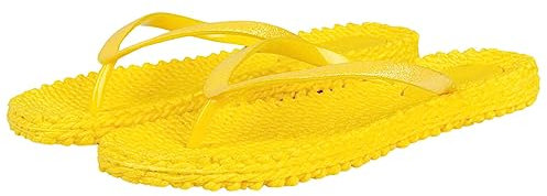 Ilse Jacobsen HORNBÆK | Cheerful01 | Damen Flip Flops mit Glitter | Dänische Design | Sommer Strand Zehentrenner | YELLOW | 38 EU