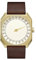 slow Jo 18 – Dunkelbraun Vintage Leder gold Fall Gold Zifferblatt Unisex Quarzuhr mit Gold Zifferblatt Analog-Anzeige und dunkelbraun Lederband